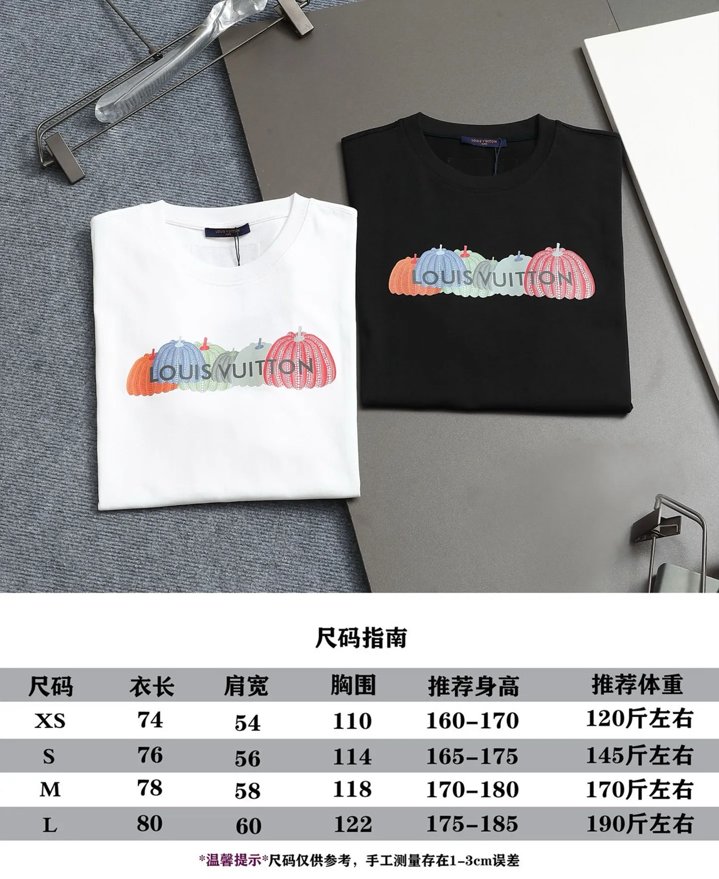 🅿️170 LV 25ss spring and summer printed short T series -1v Yayoi Kusama series pumpkin 🎃 pattern round neck short-sleeved T-shirt. Made of 32-count double yarn pure cotton 240g, washed at high temperature, will not shrink or fade. Comfortable to the touch, super texture❤️ Back-stitched cuff design, yellow back-mark embellishment, and a full set of accessories. A must-have for trendy men and trendy women, the classic drop-shoulder slightly wide version is available exclusively from stock!         ⚠️Only make high quality products, reject junk goods!  -Color: White Black -Size: XS S M L -Crowd: Unisex